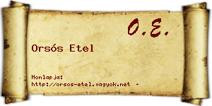 Orsós Etel névjegykártya